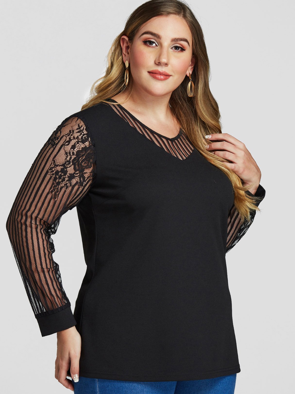 OEM Ladies Black Plus Size Tops