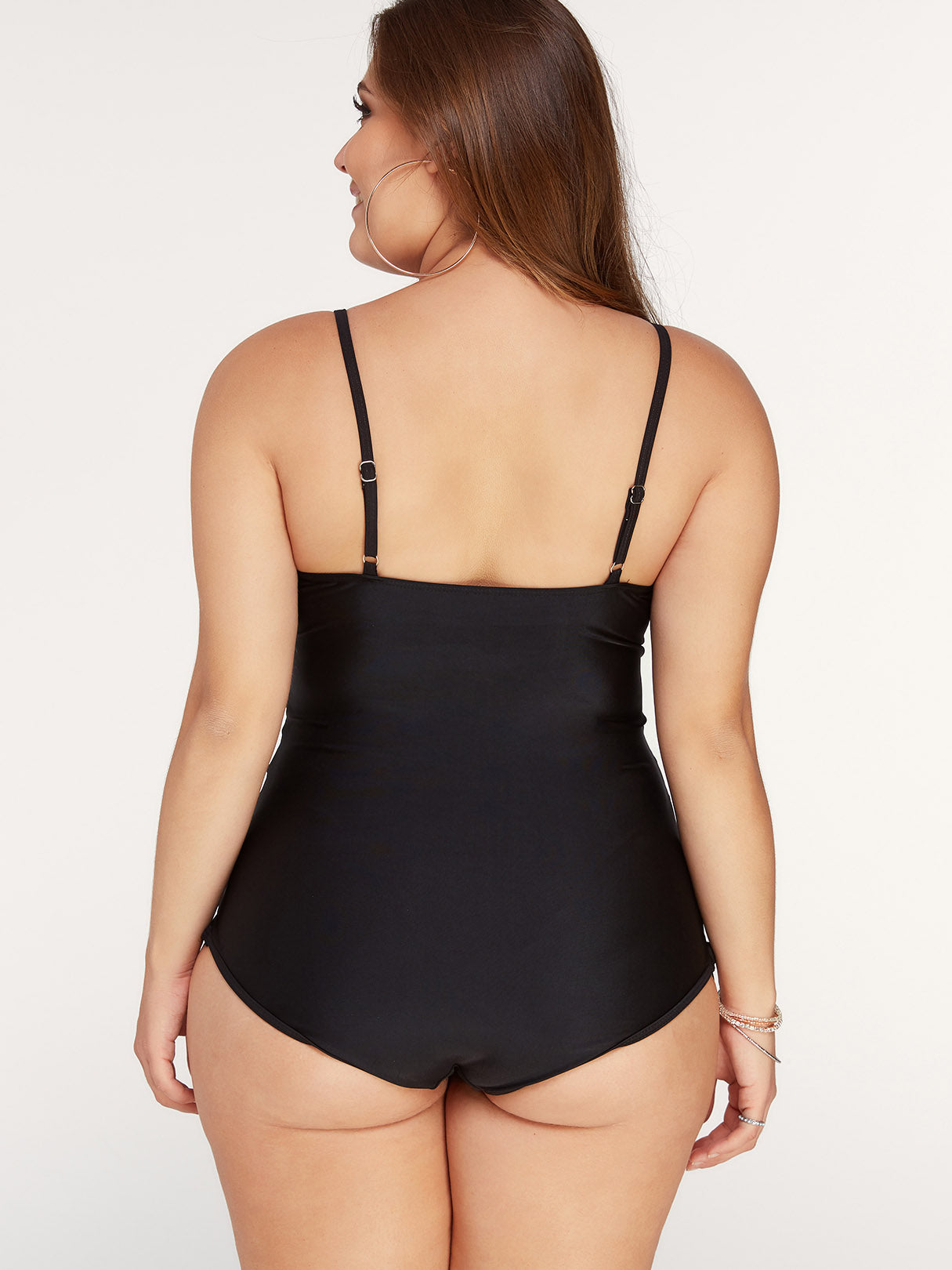 NEW FEELING Womens Black Plus Size Swimwear