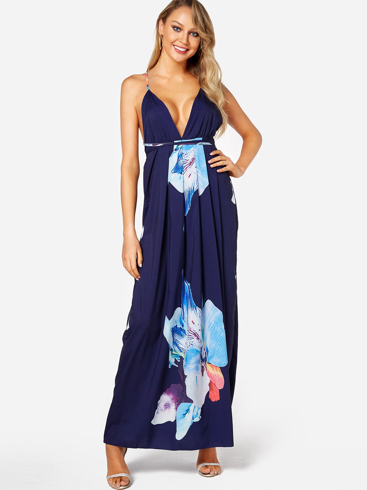 OEM Ladies Navy Floral Dresses