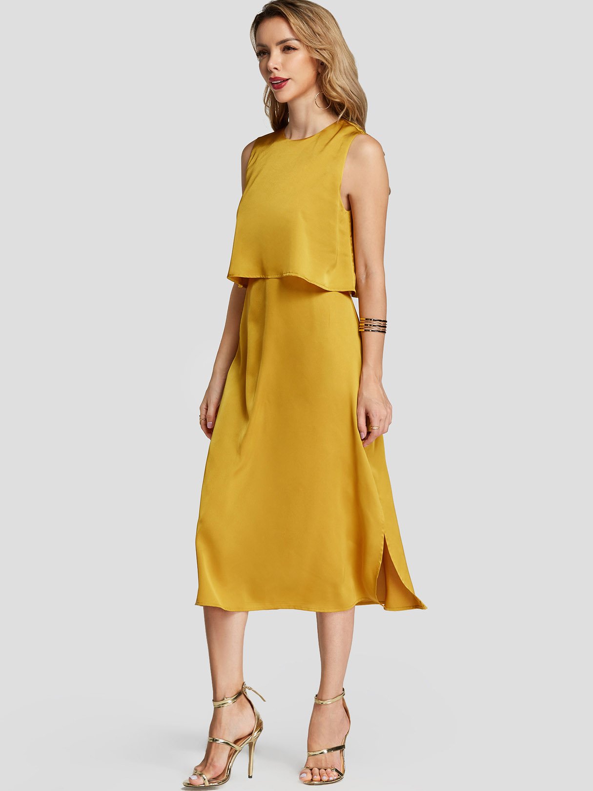 OEM Ladies Yellow Midi Dresses