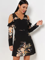 OEM Ladies Black Floral Dresses