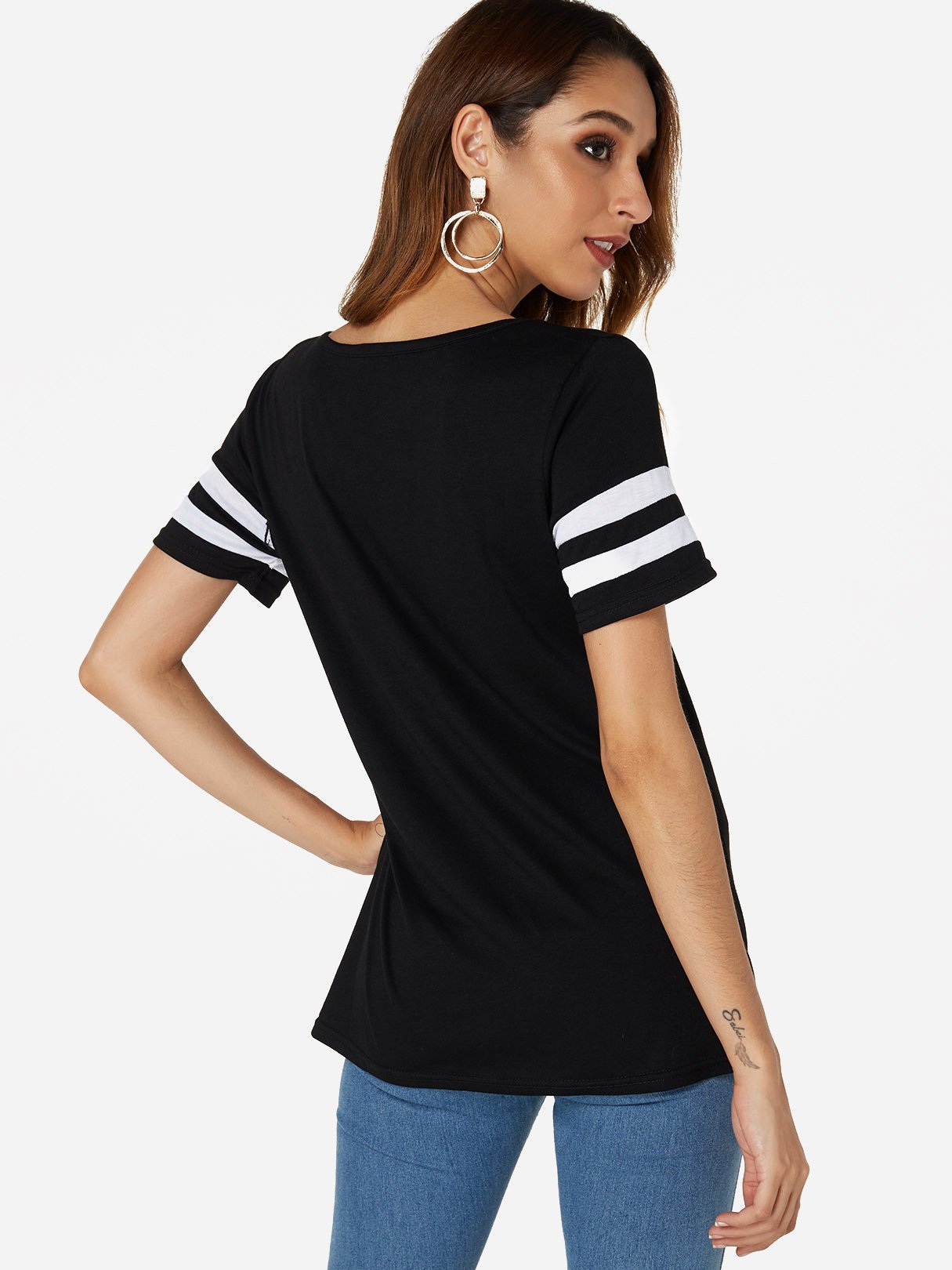 NEW FEELING Womens Black T-Shirts