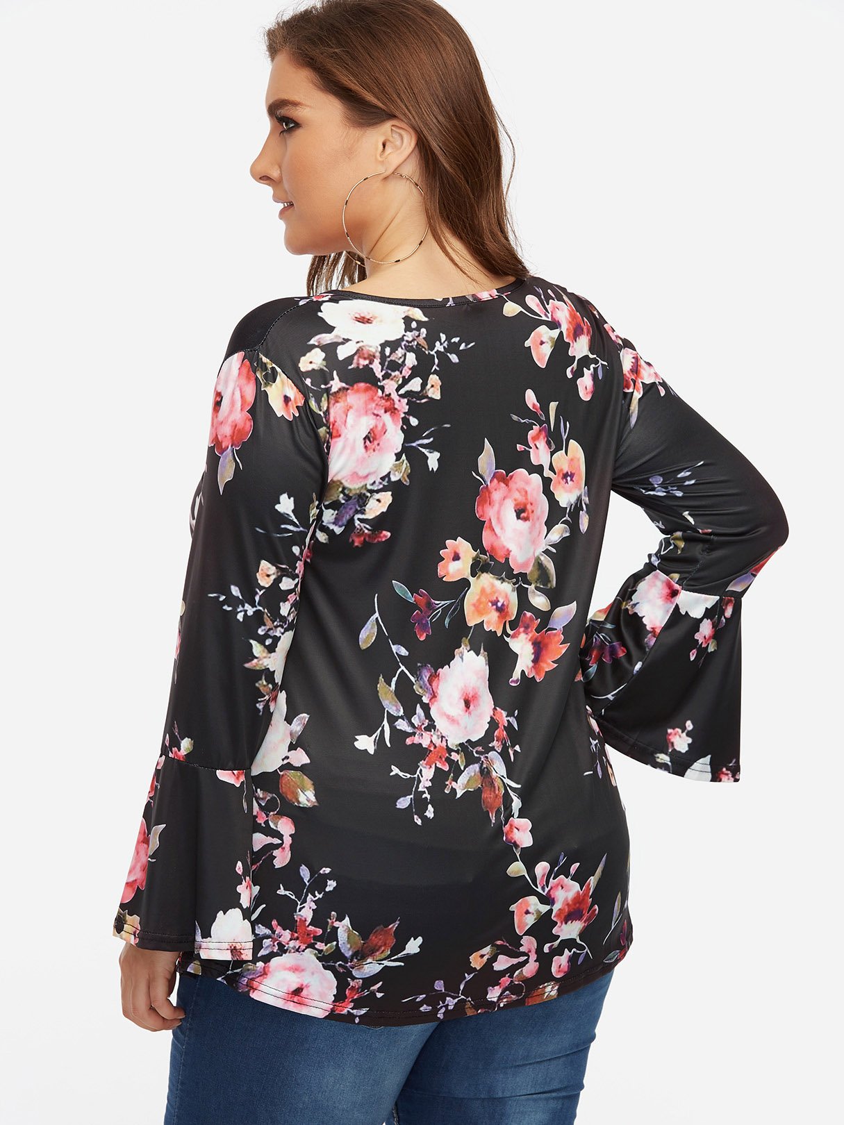 NEW FEELING Womens Black Plus Size Tops