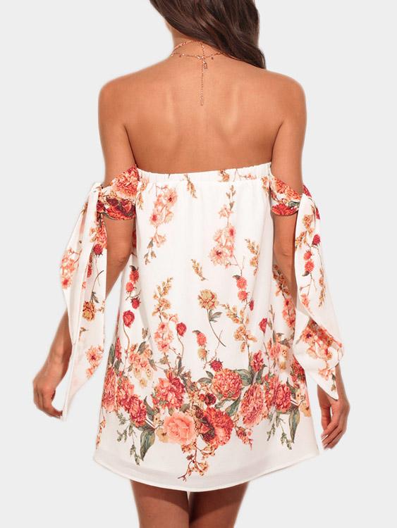NEW FEELING Womens White Floral Dresses
