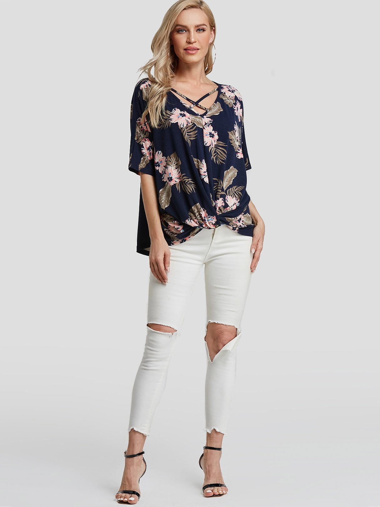 NEW FEELING Womens Navy T-Shirts