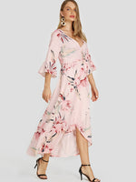 OEM Ladies Pink Floral Dresses