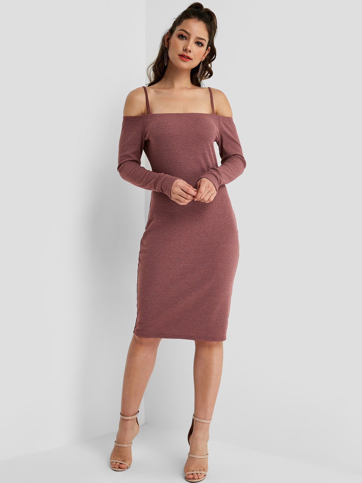 OEM ODM Womens Long Sleeve Midi Dress