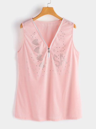 Wholesale V-Neck Glitter Sleeveless Plus Size Tops