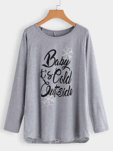 Wholesale Round Neck Letter Long Sleeve Plus Size Tops