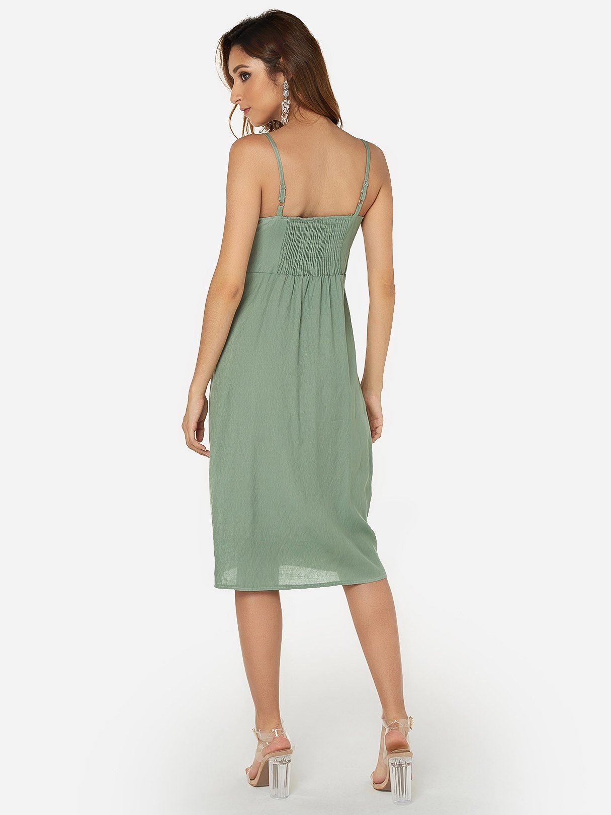 NEW FEELING Womens Green V-Neck Dresses