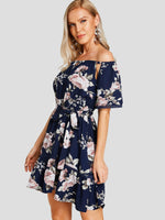 OEM Ladies Navy Off The Shoulder Dresses
