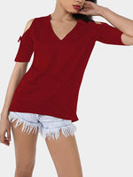 NEW FEELING Womens Burgundy T-Shirts