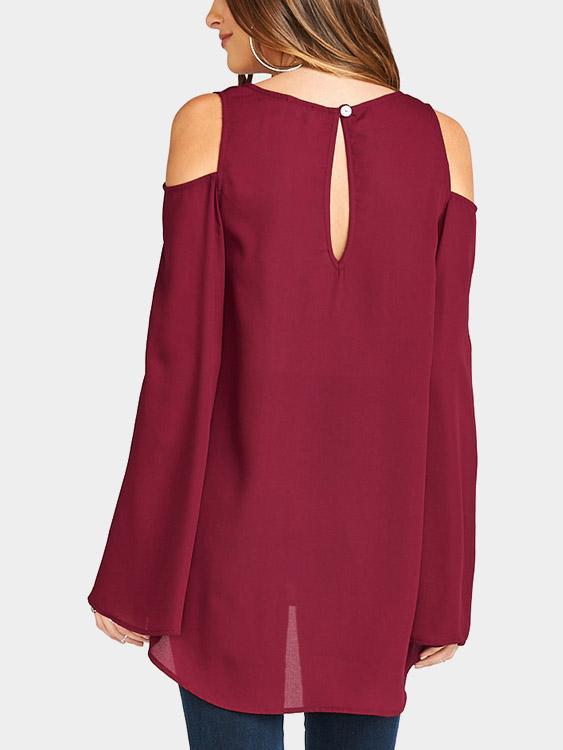 NEW FEELING Womens Burgundy Blouses