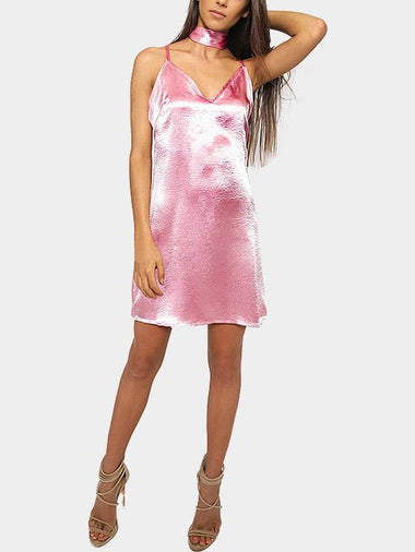 Wholesale V-Neck Sleeveless Plain Backless Spaghetti Strap Mini Dress