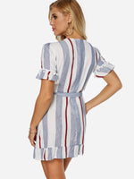 NEW FEELING Womens Striped V-Neck Dresses