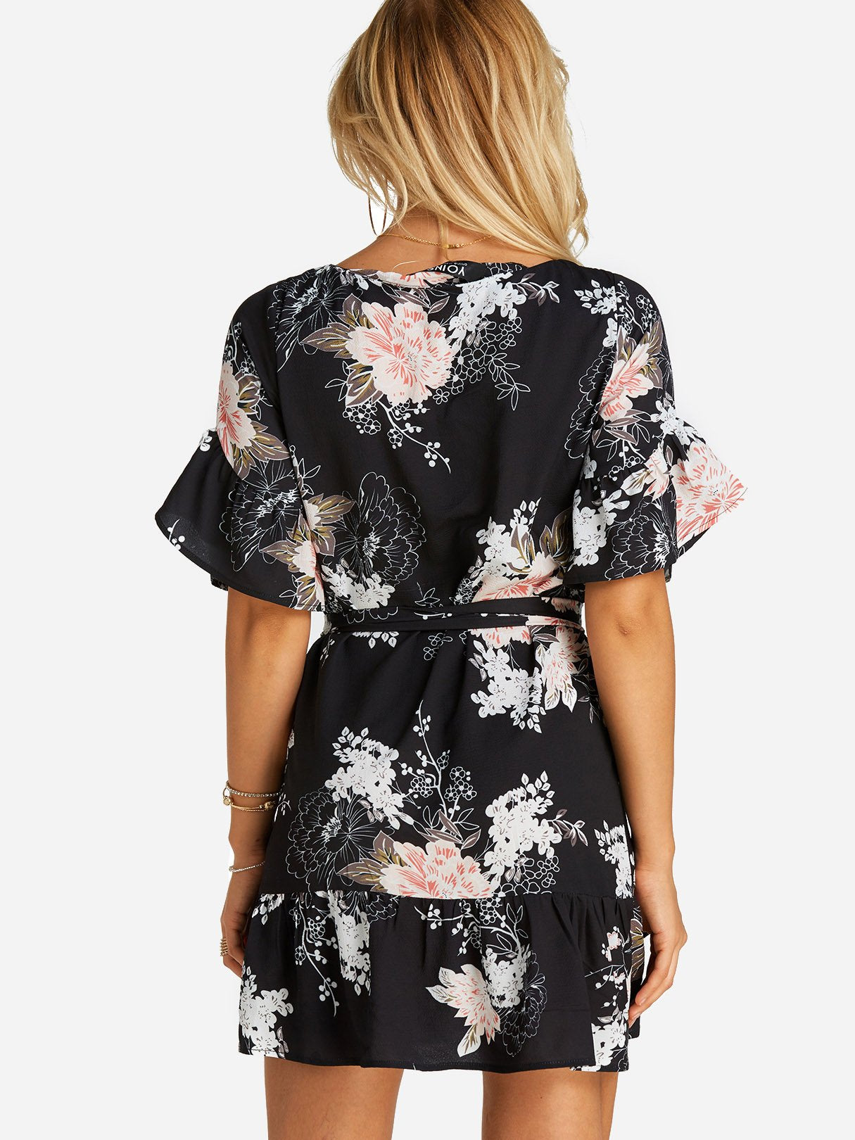NEW FEELING Womens Black Floral Dresses