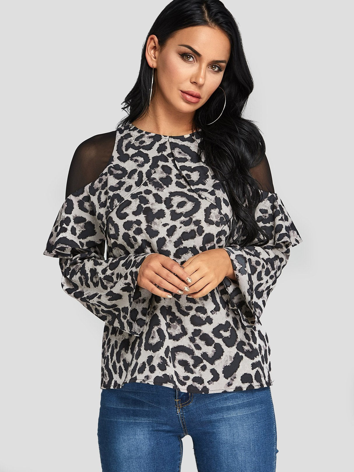 OEM Ladies Leopard Blouses