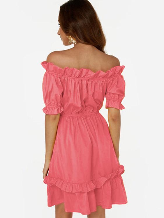 NEW FEELING Womens Pink Off The Shoulder Dresses