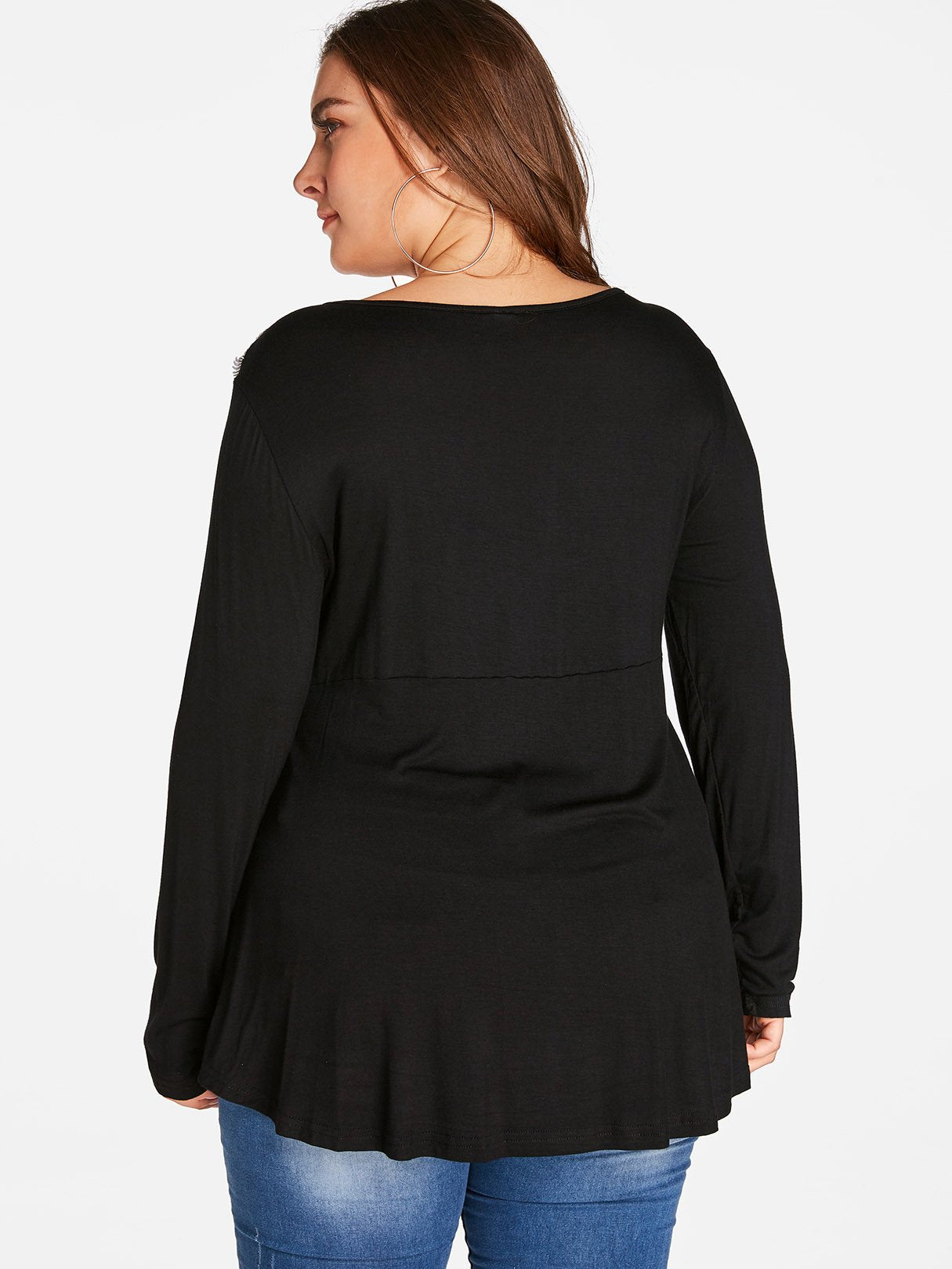 NEW FEELING Womens Black Plus Size Tops