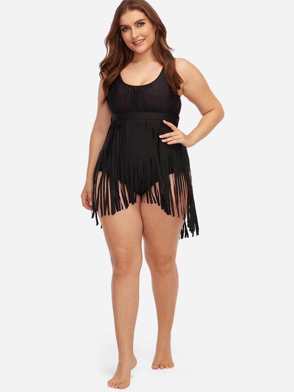 NEW FEELING Womens Black Plus Size Swimwear