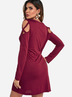 NEW FEELING Womens Burgundy Casual Dresses