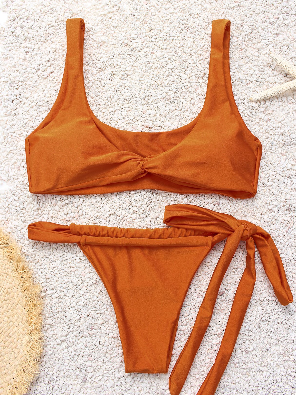 Wholesale V-Neck Tie-Up Two Piece Bikinis