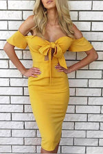 NEW FEELING Womens Yellow Midi Dresses