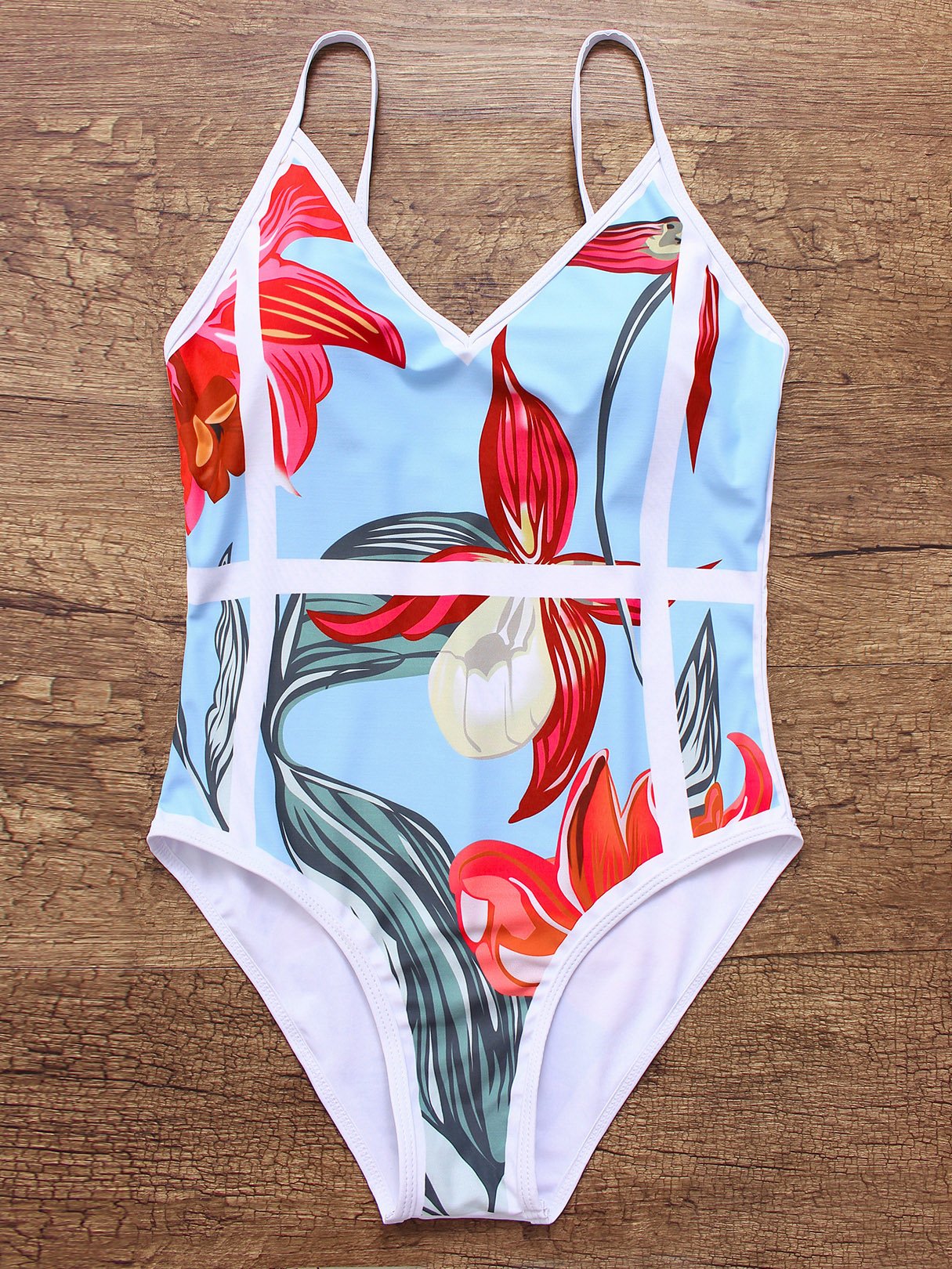 Wholesale V-Neck Sleeveless Plain One-Pieces Swimwears