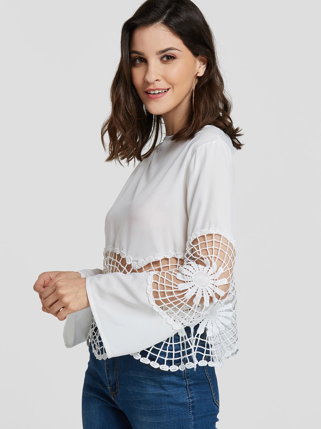 Wholesale Round Neck Hollow Long Sleeve T-Shirts