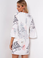 NEW FEELING Womens White Floral Dresses