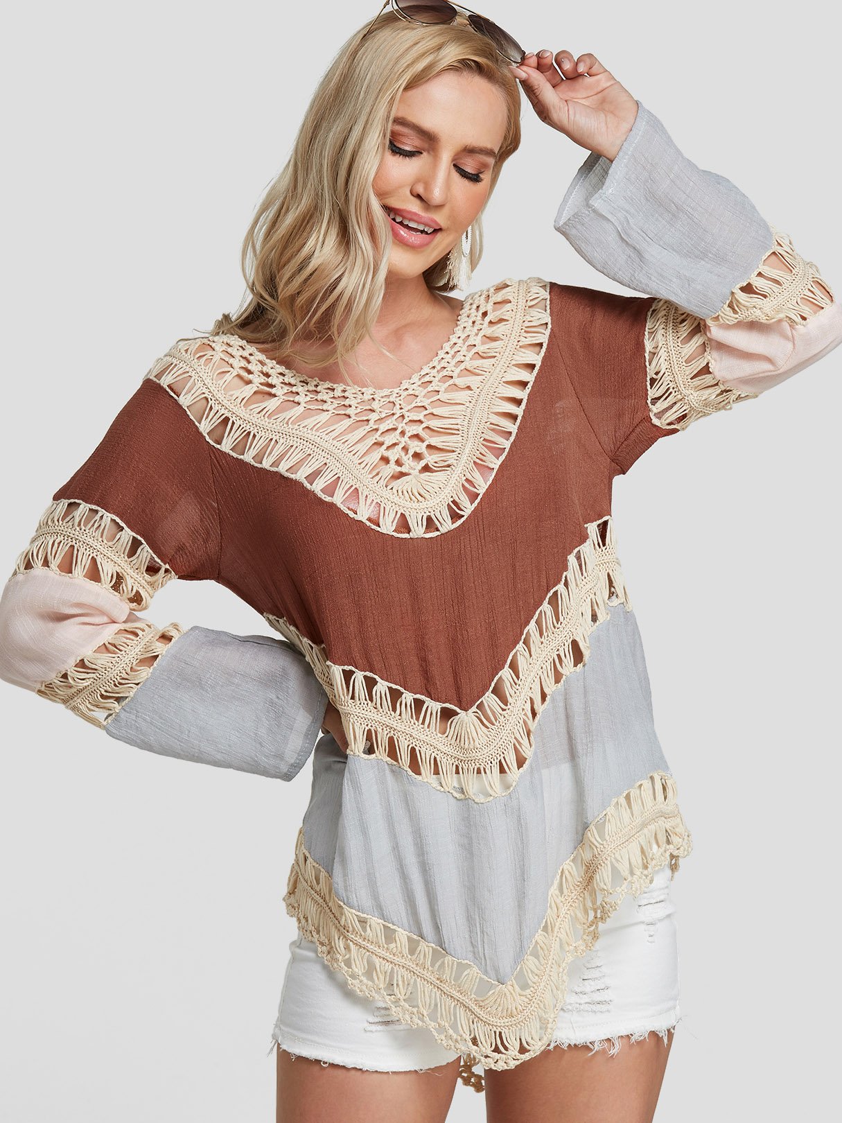 OEM Ladies Color Block Blouses