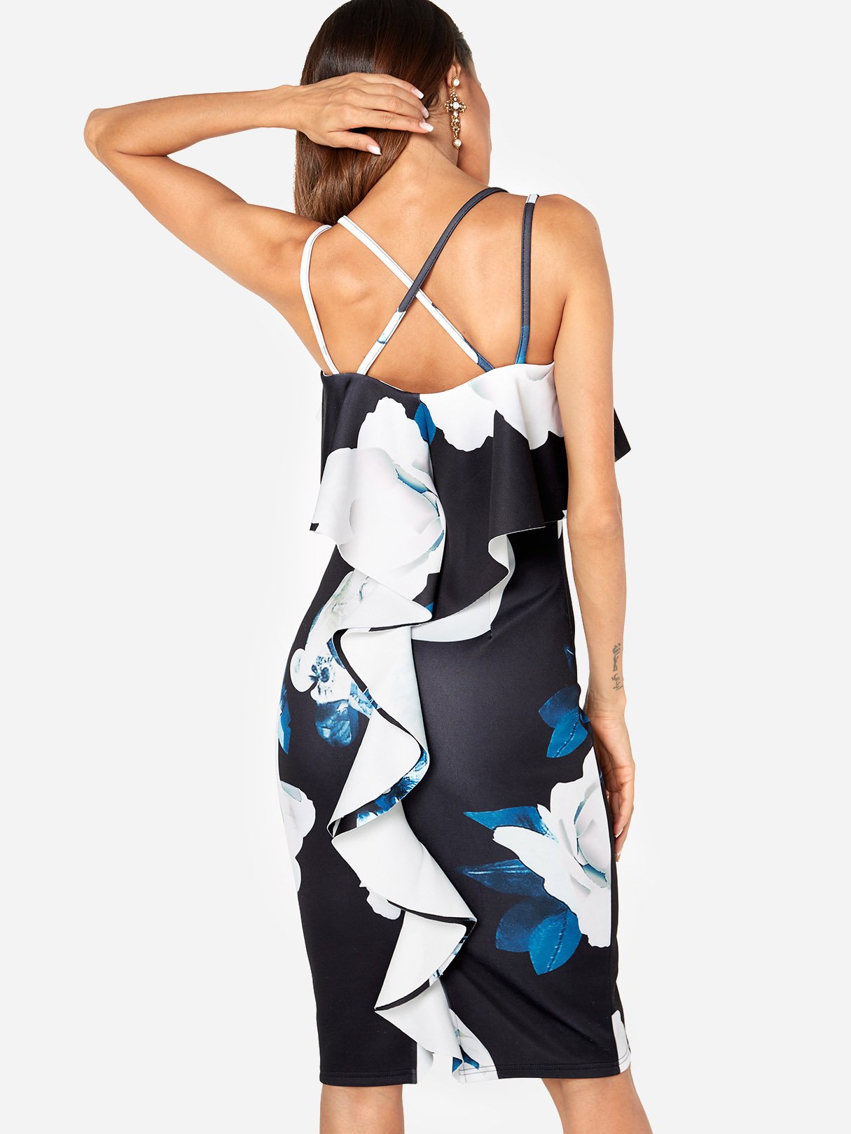 NEW FEELING Womens Navy Floral Dresses