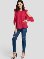 NEW FEELING Womens Red Blouses