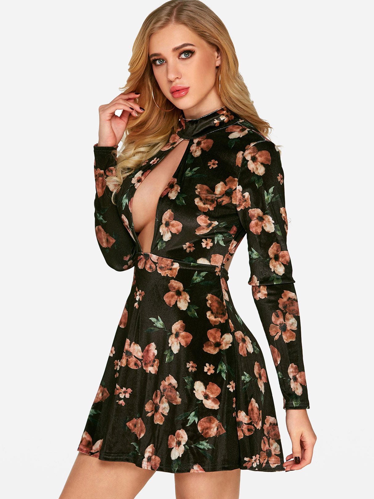 OEM Ladies Black Floral Dresses