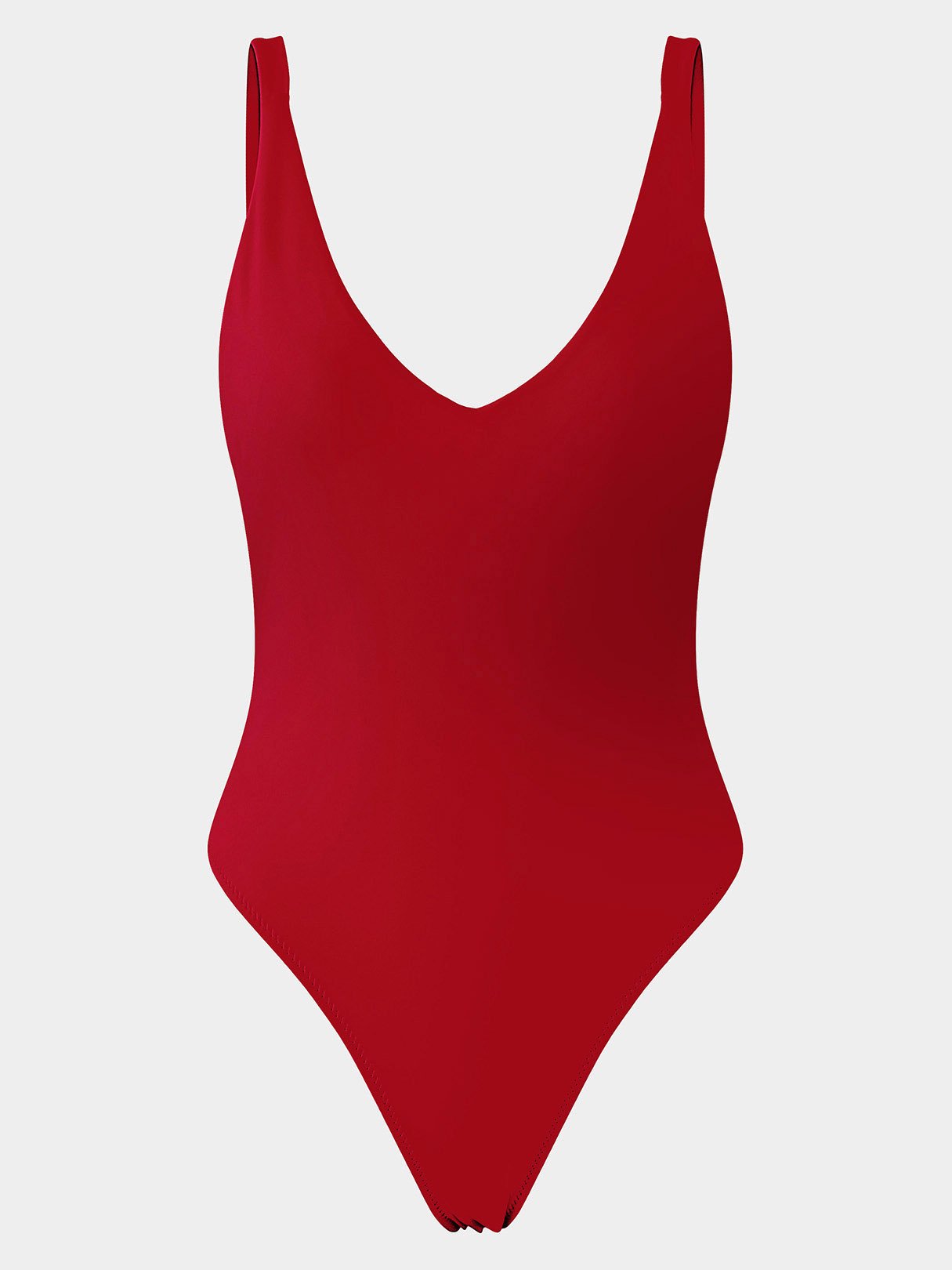 Wholesale Red Deep V Neck Sleeveless One-Pieces Swimwear