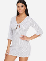 OEM Ladies White V-Neck Dresses