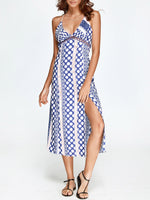 OEM Ladies Navy V-Neck Dresses