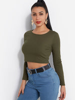 Wholesale Crew Neck Plain Long Sleeve Fashion Tee