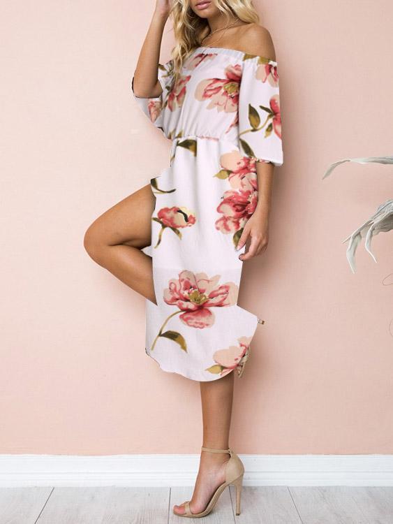 Custom Blue Long Sleeve Chiffon Dress