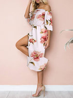 Custom Blue Long Sleeve Chiffon Dress