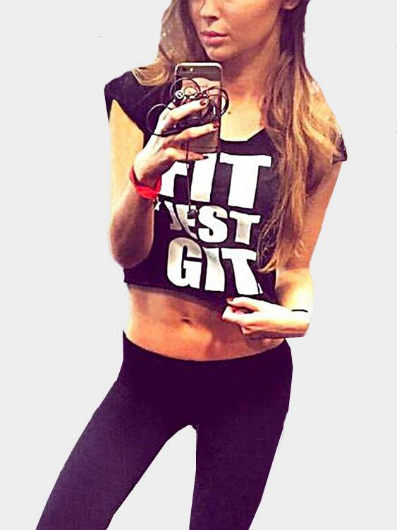 Wholesale Crew Neck Letter Short Sleeve Black T-Shirts