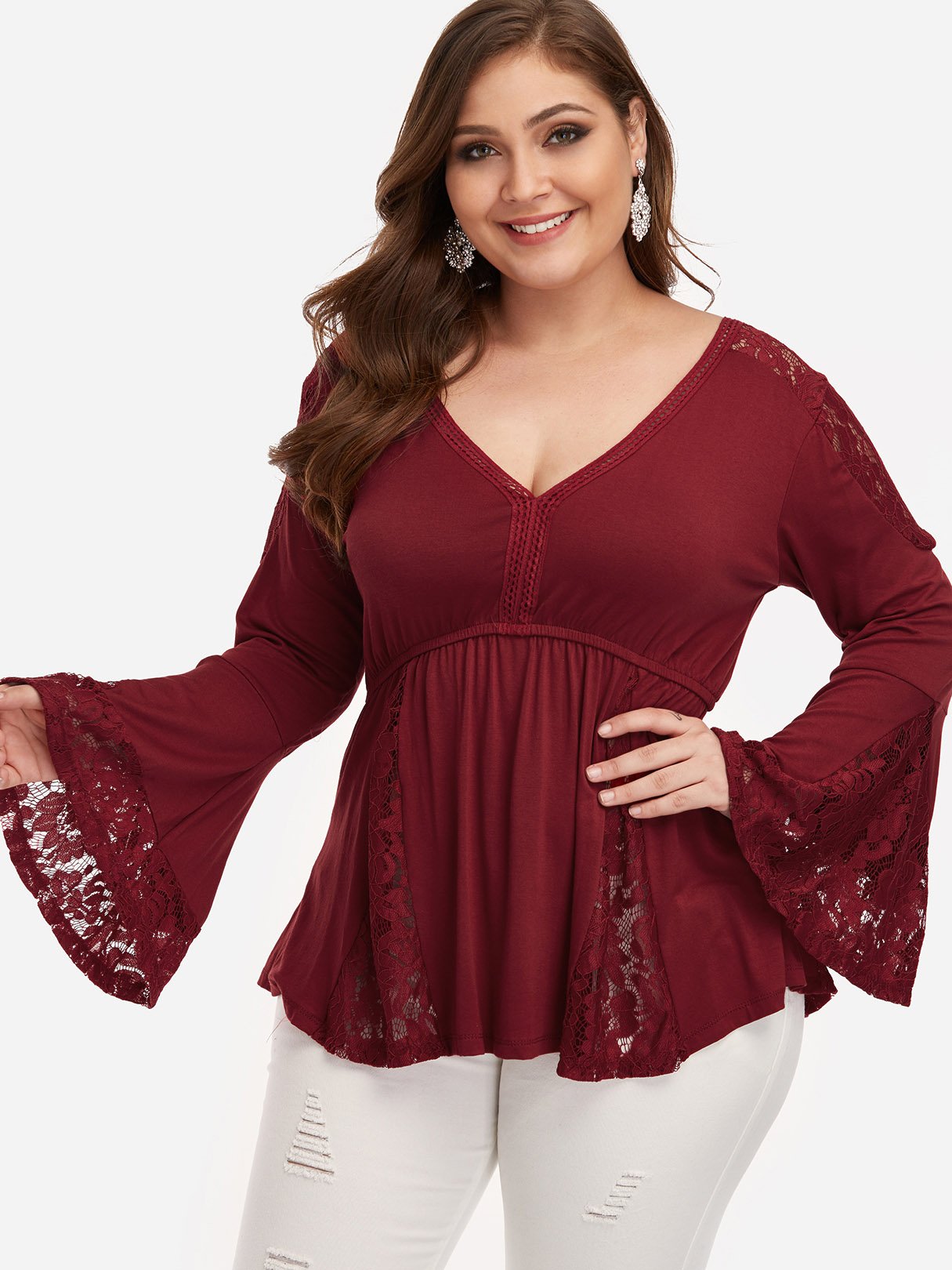 OEM Ladies Burgundy Plus Size Tops