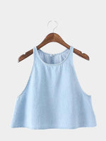 Wholesale Crew Neck Sleeveless Blue Camis