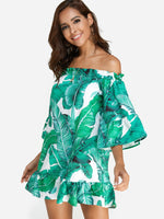 OEM Ladies Green Off The Shoulder Dresses