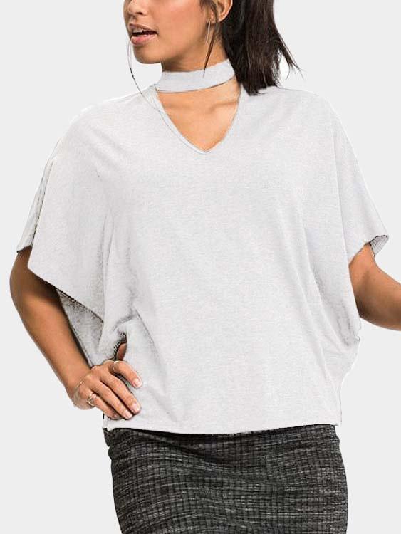 Wholesale Halter Half Sleeve White T-Shirts