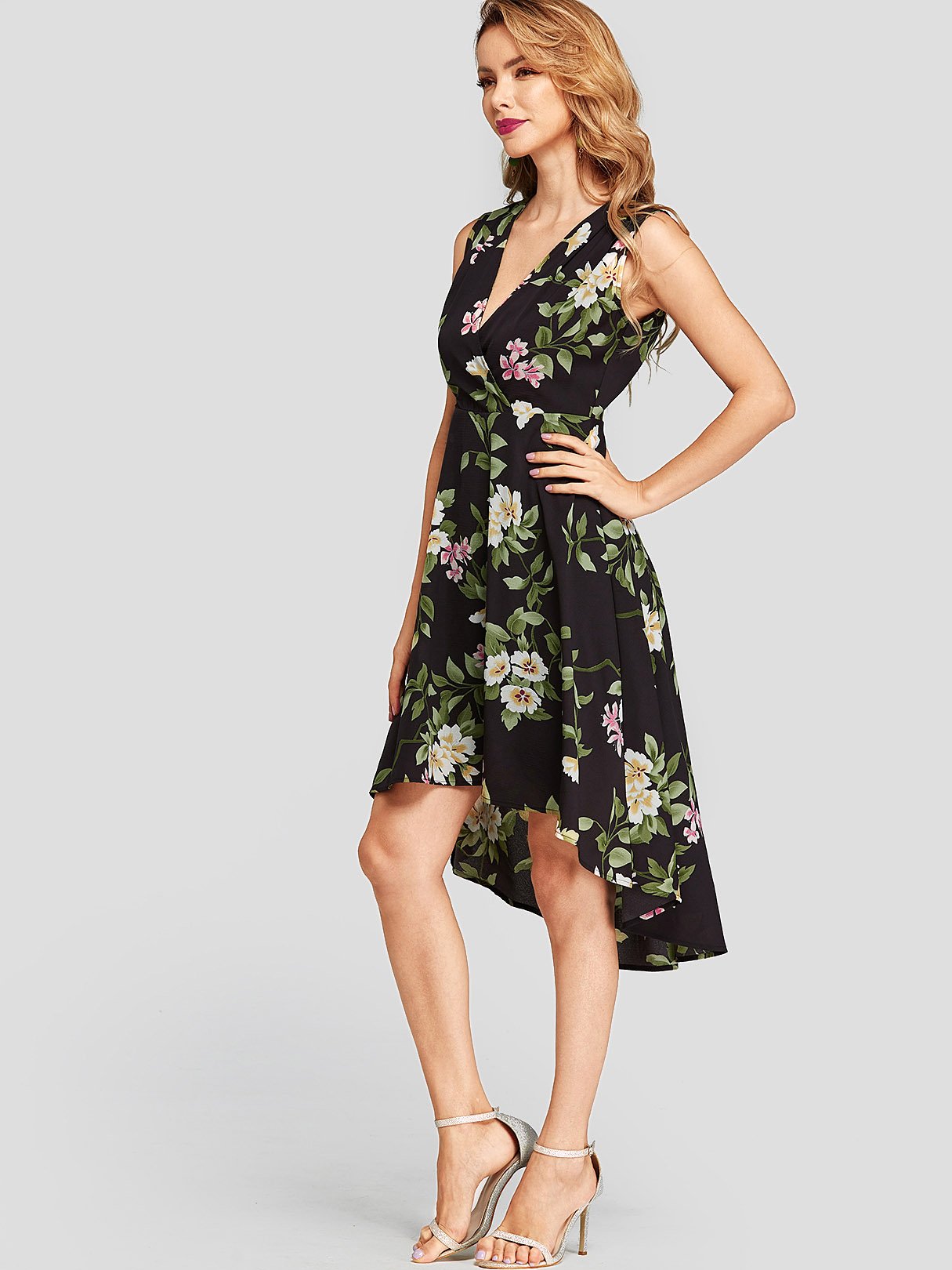OEM ODM Womens Black Floral Dresses