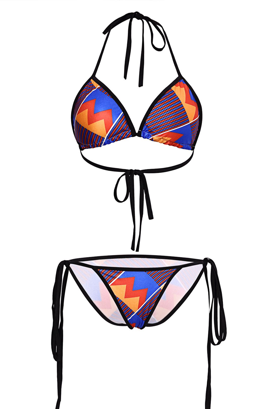Wholesale Halter Sleeveless Floral Print Backless Wireless Bikini Sets
