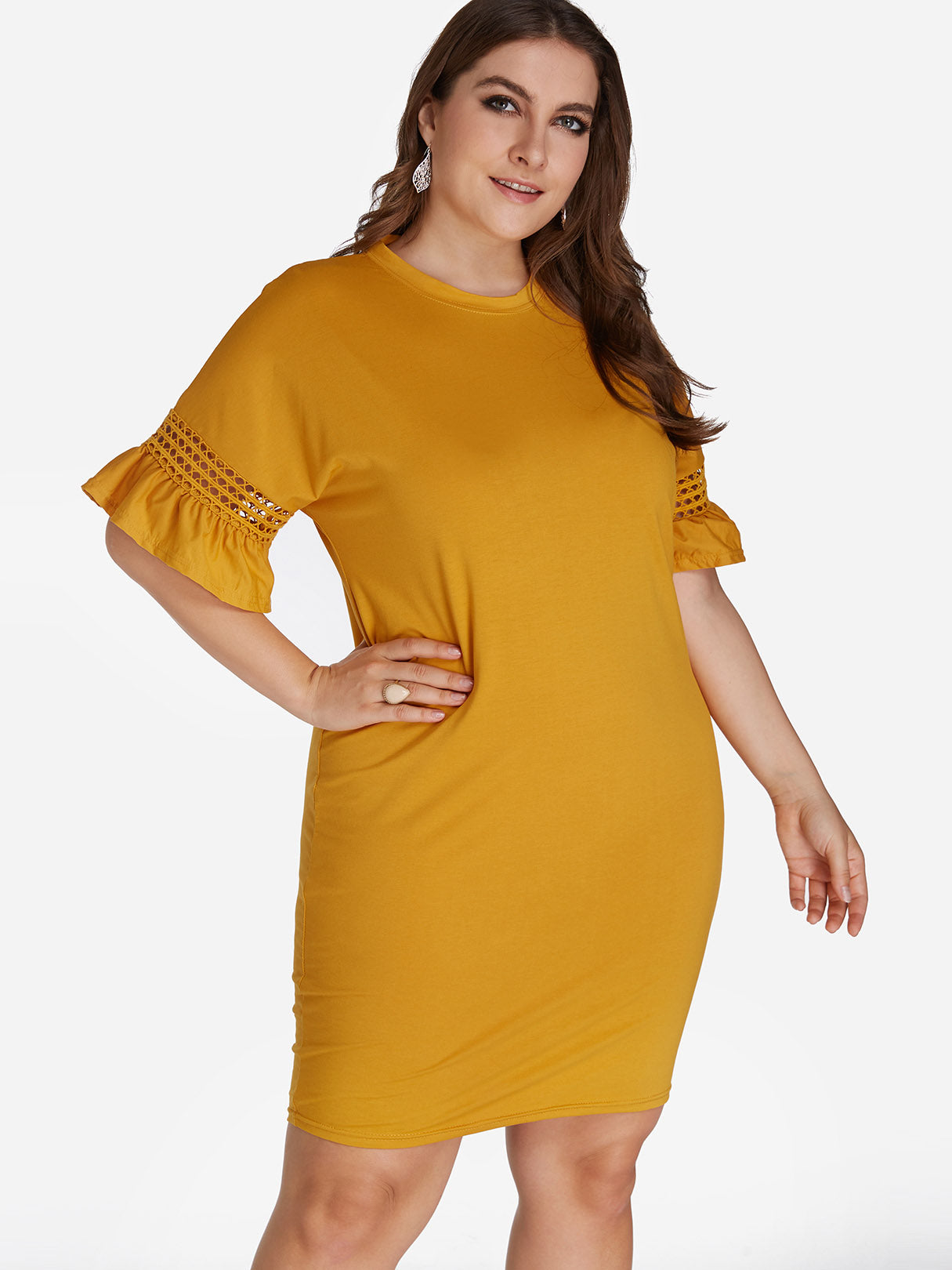 OEM Ladies Yellow Plus Size Dresses