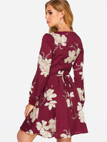 NEW FEELING Womens Red Floral Dresses