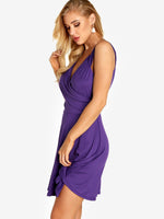 OEM Ladies Purple V-Neck Dresses